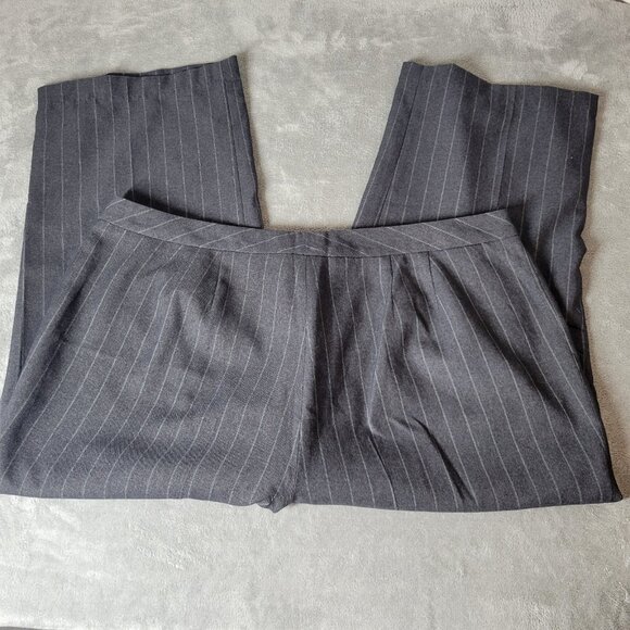 Isabella Womens Pants 22W Plus Cropped Gray Stripe Zip Fly SL99E - Picture 5 of 8